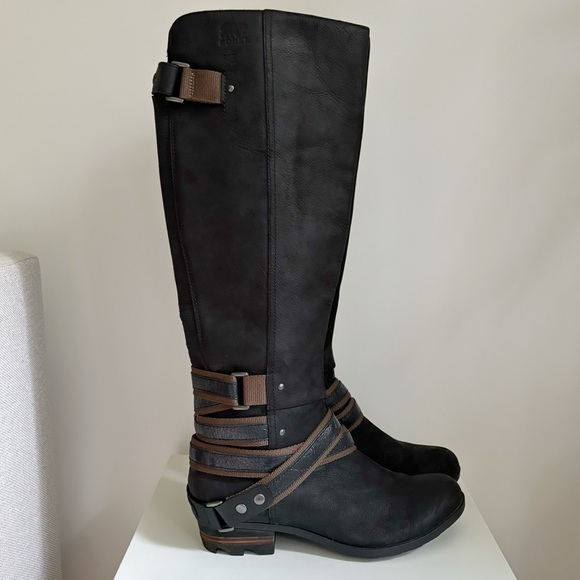 Sorel Shoes - Sorel Lolla Tall Leather Waterproof Boots Black Brown Size 9